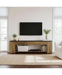 Tribesigns 70.87" Tv Stand for TVs up to 80": Farmhouse wooden entertainment center with open shelf. Low media console for living room, bedroom