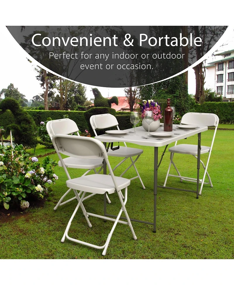 Aofar 4 Feet 2 Pack Foldable Table Steel Portable Handle Outdoor Indoor Party Picnic