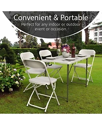 Aofar 4 Feet 2 Pack Foldable Table Steel Portable Handle Outdoor Indoor Party Picnic