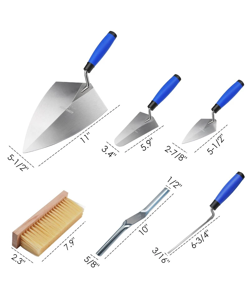 Xdovet Masonry Hand Tools Set Brick Trowel Gauging Pointing Jointer Brush