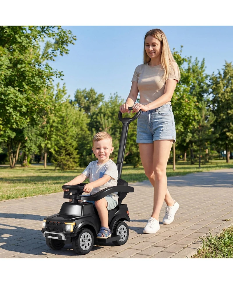 Slickblue Toddler 3-in-1 Push Car Ride-On with Safety Guard and Handle