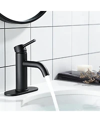 Busdays 6.57 Inch Stainless Steel Waterfall Bathroom Faucet Ada Compliant Single Hole