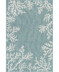 Liora Manne' Carmel Coral Border 7'10" x 9'10" Outdoor Area Rug