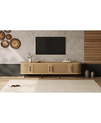Streamdale Furniture 70" Modern Rattan Tv Stand for TVs up to 80" with Storage and Cable Management