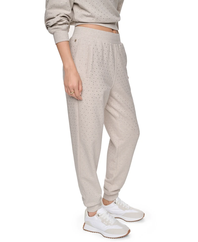 Dkny Jeans Women's Rhinestone High-Rise Jogger Pants