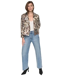Dkny Jeans Women's Sequin Double Breasted Button Front Trench Jacket