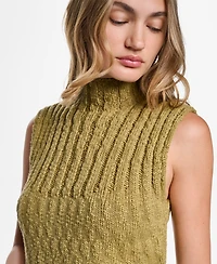 Dkny Jeans Women's Sleeveless Mock Neck Ribbed Sweater