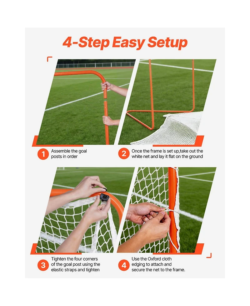 Vevor 6'x6' Lacrosse Goal Net Portable Backyard Training Equipment Carry Bag