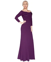 White Tie by Shani Women's Off-The-Shoulder Floral Applique Ball Gown