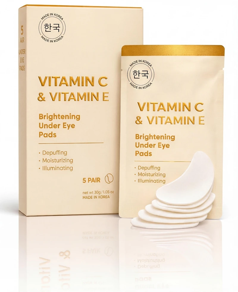 Lovery Vitamin C and Vitamin E Brightening Under Eye Masks - Korean Skincare Hydrating Eye Pad Set - 5 Pairs