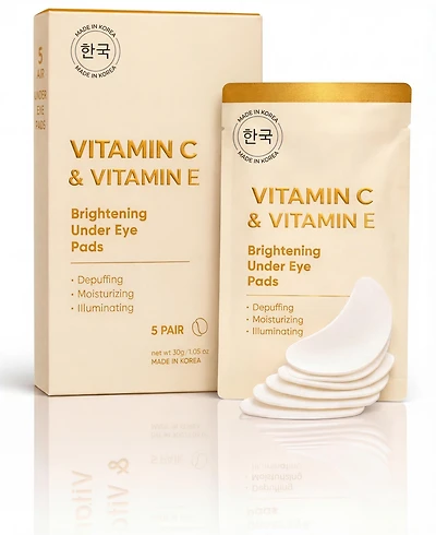 Lovery Vitamin C and Vitamin E Brightening Under Eye Masks - Korean Skincare Hydrating Eye Pad Set - 5 Pairs