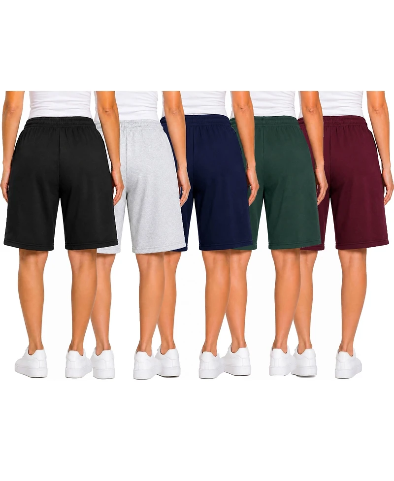 Blue Ice Women's Loose Fit Cotton Blend Lounge Shorts- 5-Pack