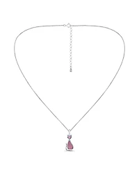 Macy's Pink Shell Inlay Fine Silver-Plated Cat Pendant Necklace