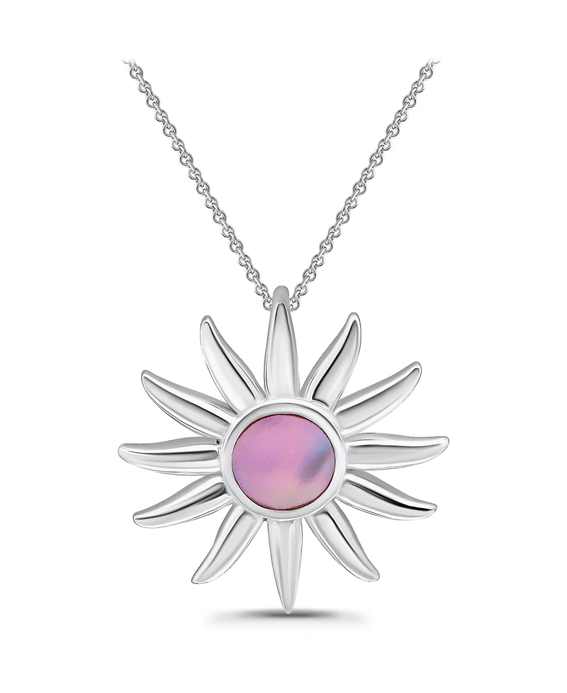 Macy's Pink Shell Inlay Fine Silver-Plated Sun Slide Necklace
