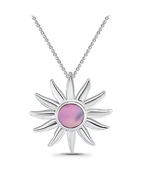 Macy's Pink Shell Inlay Fine Silver-Plated Sun Slide Necklace