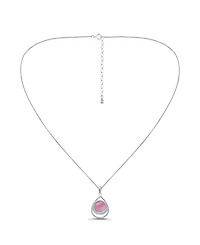 Macy's Pink Shell Inlay Fine Silver-Plated Teardrop Pendant Necklace