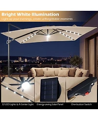 Sugift 10 feet Cantilever Patio Umbrella with Solar Led Lights for Pool and Garden