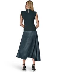 Donna Karan New York Women's Viscose Mixed Media Midi Dress