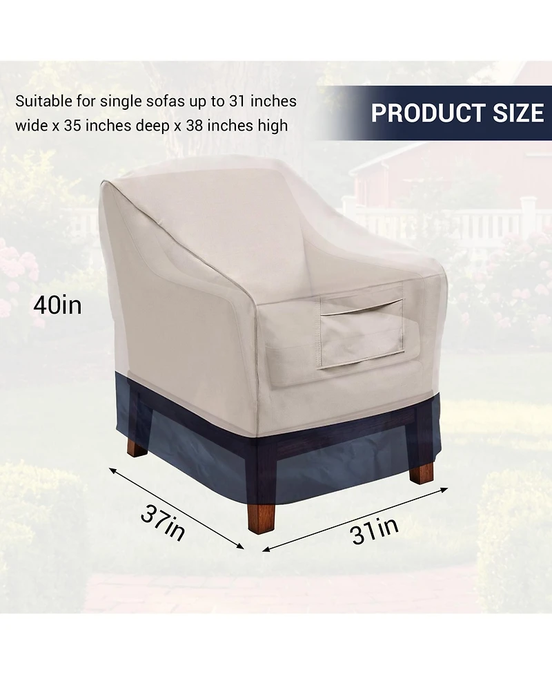 Homfan 2 Pack Heavy Duty Waterproof Outdoor Chair Covers – 600D Oxford Patio Furniture Covers, Fits 31"x35"x38" Chairs