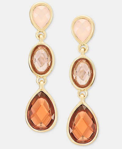 Anne Klein Faceted Stone Linear Drop Earrings