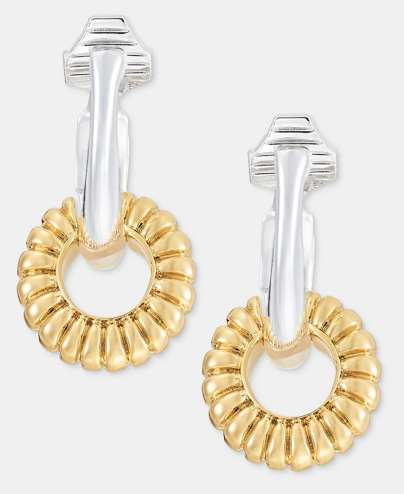 Anne Klein Rondelle Charm Clip-On Hoop Earrings