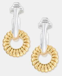 Anne Klein Rondelle Charm Clip-On Hoop Earrings