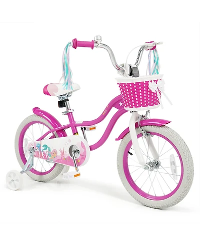 Slickblue Kids Bike with Basket and Streamers, Adjustable Riding Bicycle
