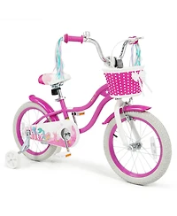 Slickblue Kids Bike with Basket and Streamers, Adjustable Riding Bicycle