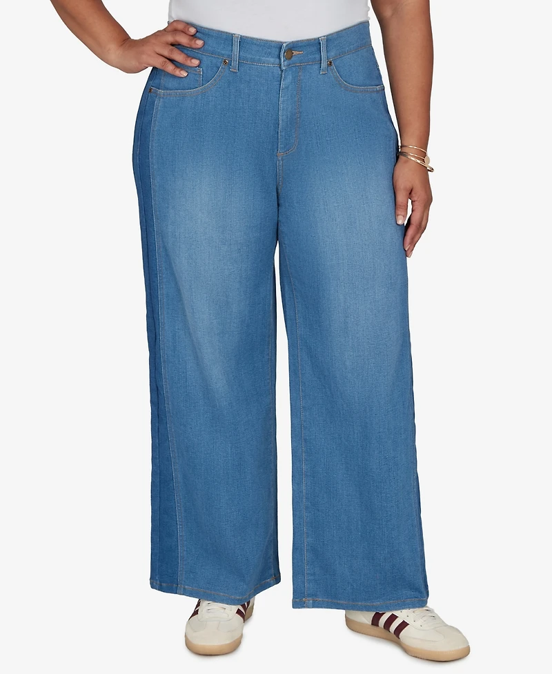 Ruby Rd. Plus Two-Tone Wide Leg Denim Jean