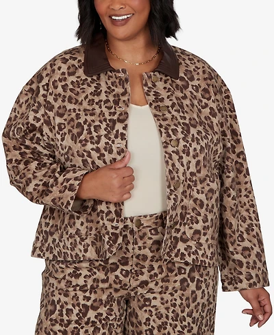 Ruby Rd. Plus Cheetah Print Denim Jacket