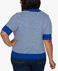 Ruby Rd. Plus Two-Tone Collared Elbow Sleeve Sweater