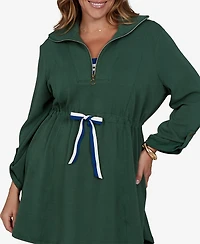 Ruby Rd. Plus Stripe Trim Drawstring Waist Dress