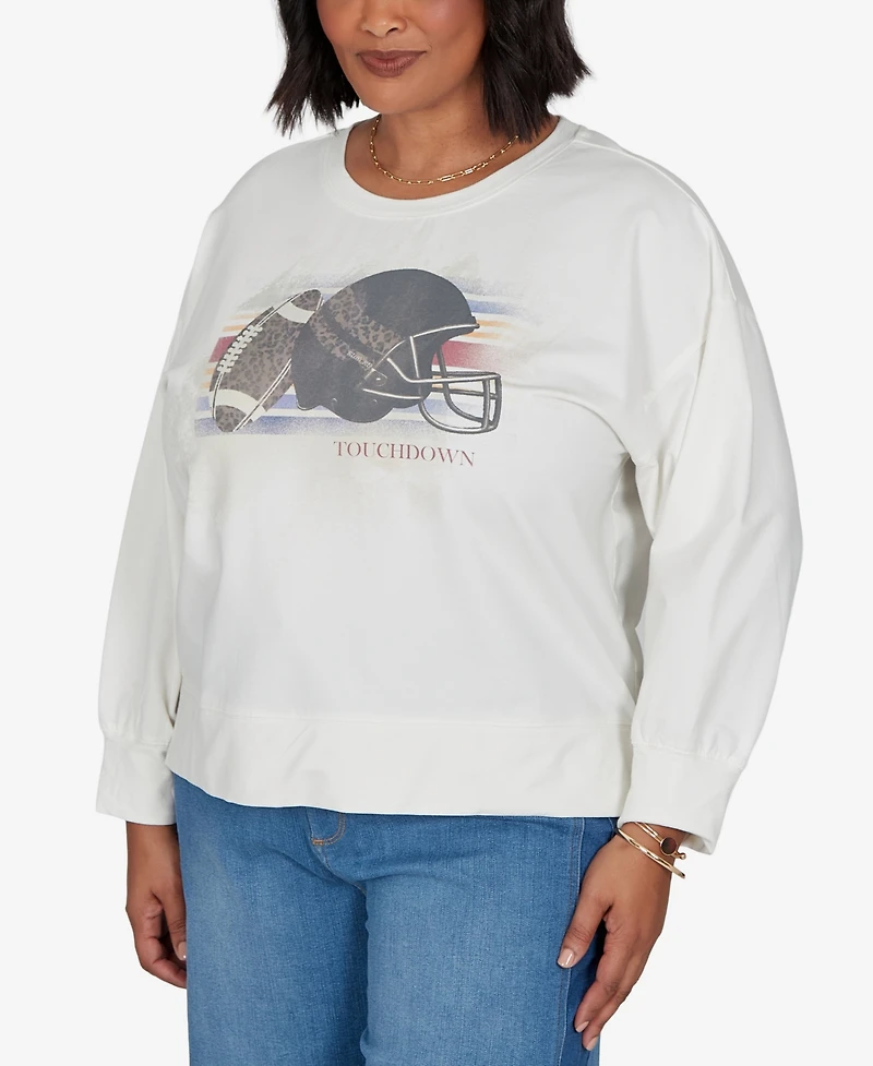 Ruby Rd. Plus Football Graphic Terry Sweatshirt