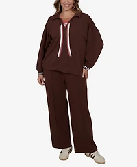 Ruby Rd. Plus Stripe Trim Drawstring Pullover Top