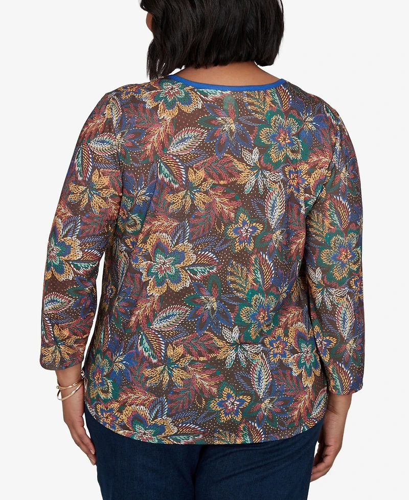 Ruby Rd. Plus Textured Floral Print Knit Top