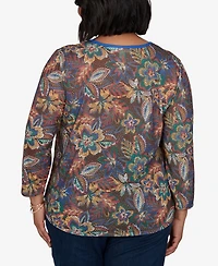 Ruby Rd. Plus Textured Floral Print Knit Top