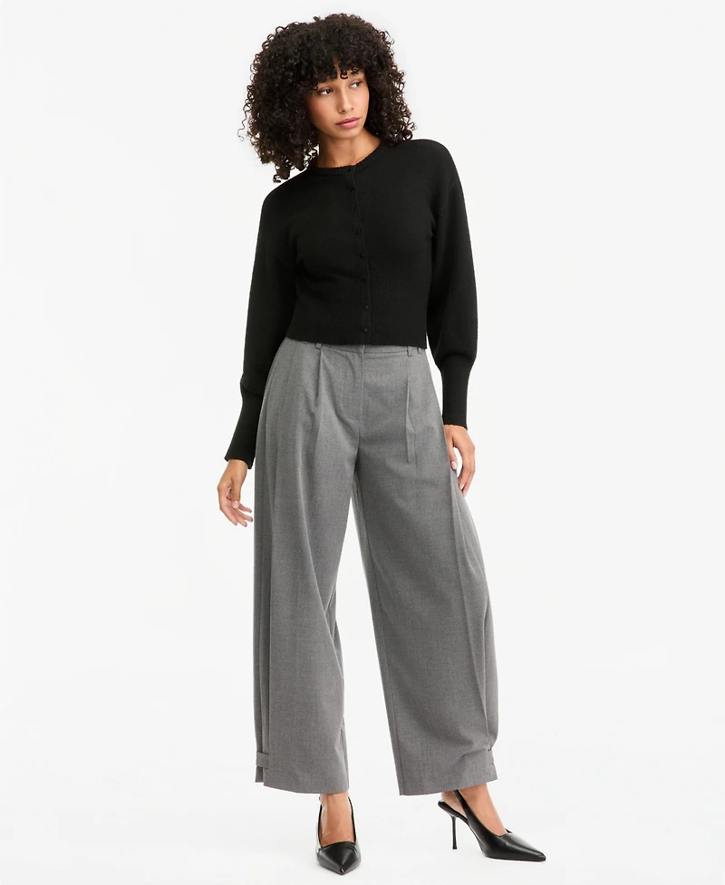Bar Iii Women's Sculpted Crewneck Long-Sleeve Cardigan, Macy's Exclusive