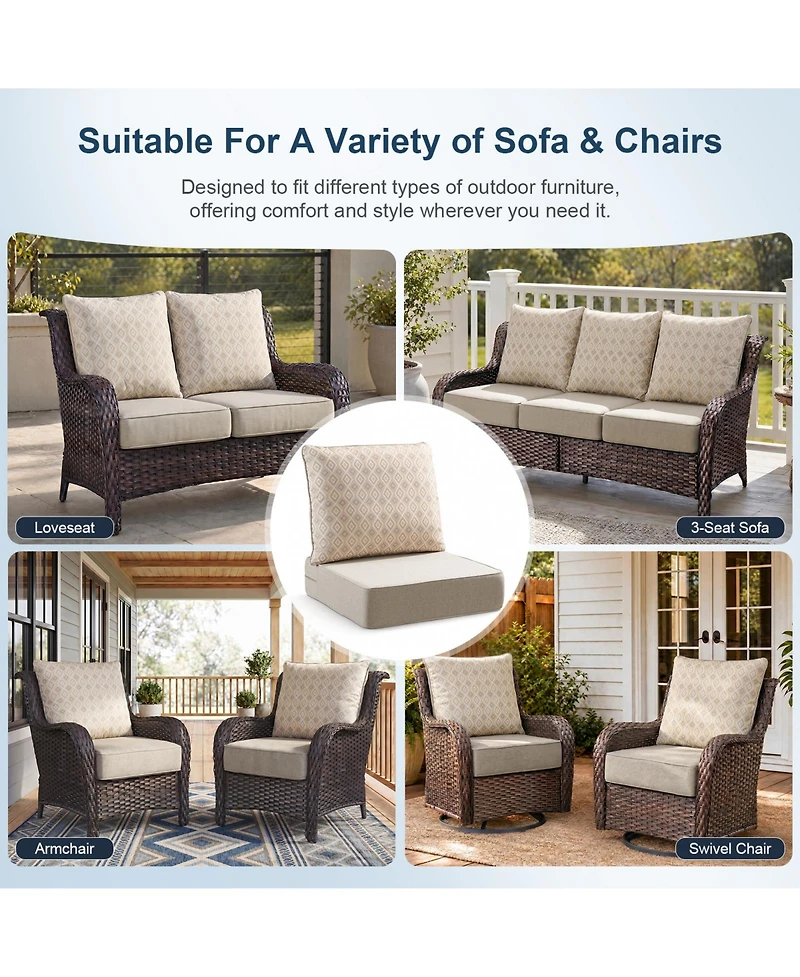 Pocassy 6" Thicker Outdoor Chair Cushion Set