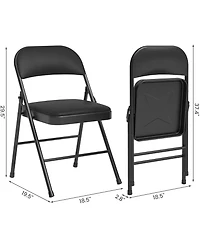 homfan Set of Folding Metal Chairs with Padded Seats and Backs, 350 lb Capacity, Stackable