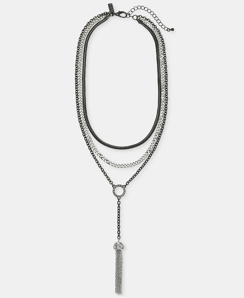 I.n.c. International Concepts Pave Chain Tassel Layered Lariat Necklace, 16-1/2" + 3" extender, Macy's Exclusive