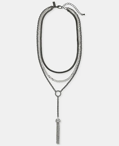 I.n.c. International Concepts Pave Chain Tassel Layered Lariat Necklace, 16-1/2" + 3" extender, Macy's Exclusive