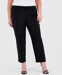 Anne Klein Essentials Plus Pull-On Pintuck Straight-Leg Scuba Suede Pants