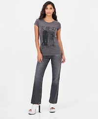 Guess Women's Graphic Boxy Raw-Edge T-Shirt
