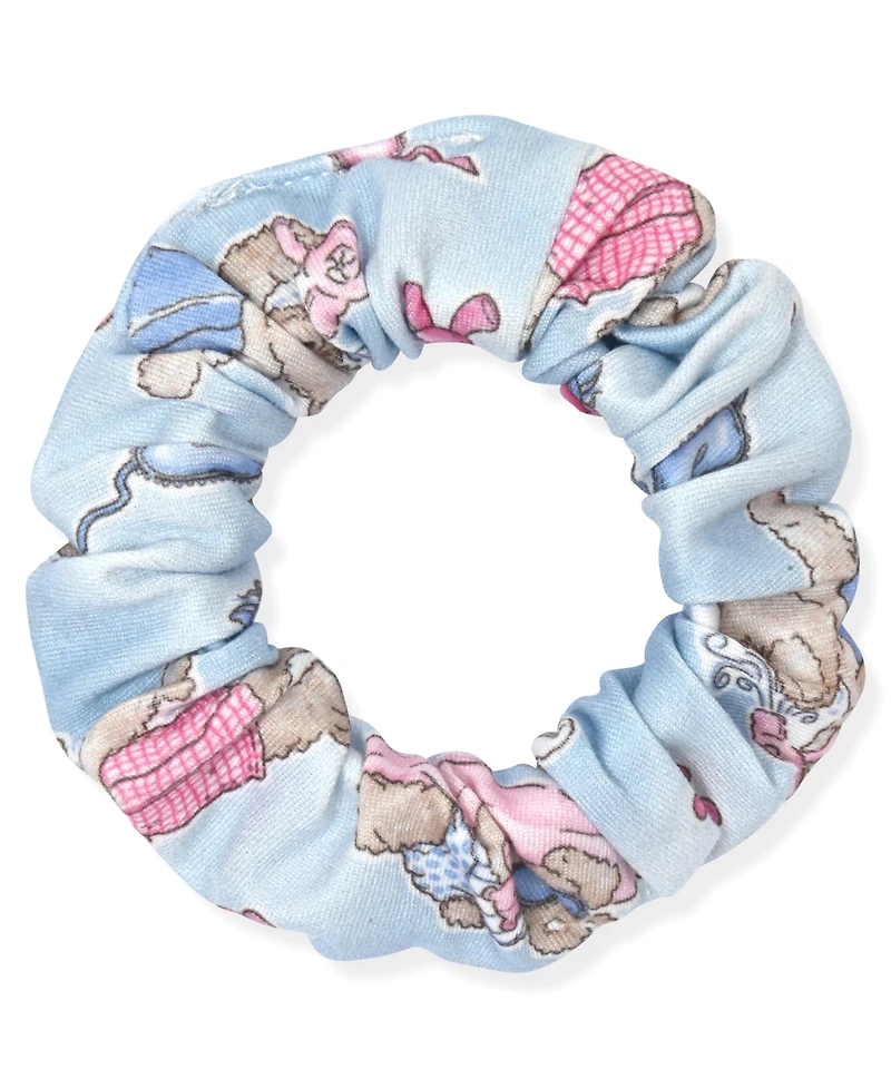 Max & Olivia Girls' 7-16 Rib Top, Milky Print Pants and Matching Scrunchie, 3-Piece Pajama Set
