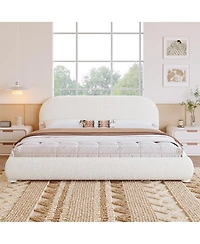 Streamdale Furniture Cream Style Fabric Upholstered Bed, Bed