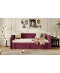 Streamdale Furniture Twin Size Velvet Upholstered Daybed with 2 Drawers