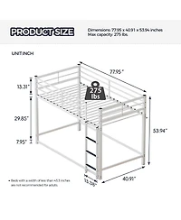 Streamdale Furniture Twin Over Twin Metal Bunk Bed with Ladder and Guardrail
