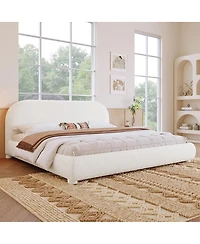 Streamdale Furniture Cream Style Fabric Upholstered Bed, Simple Modern Bedroom Double Bed
