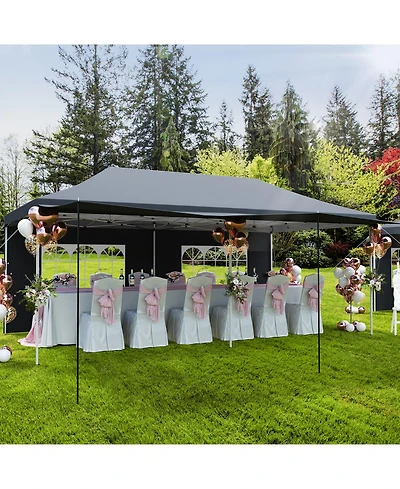 homfan 10'x20' Pop Up Canopy Tent with 5 Removable Sidewalls and Pe Windows, Waterproof, UV50, for Parties Events