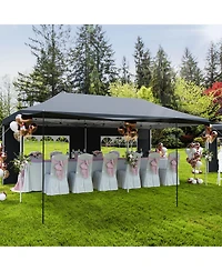 homfan 10'x20' Pop Up Canopy Tent with 5 Removable Sidewalls and Pe Windows, Waterproof, UV50, for Parties Events